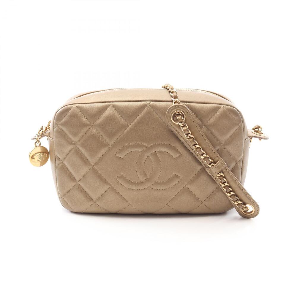 Chanel Matelasse Camera Bag Shoulder Lambskin Leather Gold Tone